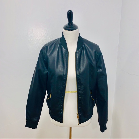 CR NWOT Faux Leather Bomber Jacket - Picture 1 of 5